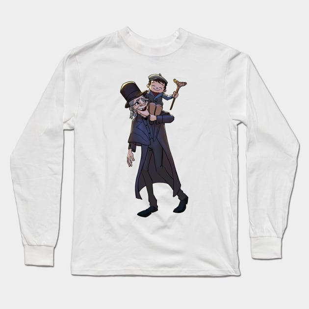 Ebenezer Scrooge & Tiny Tim Long Sleeve T-Shirt by JoshNelsonArt